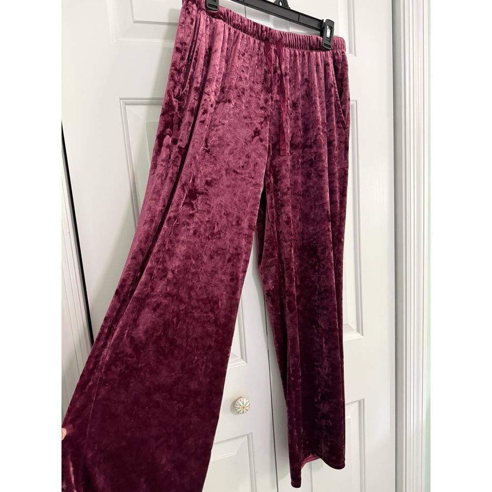 Stars Above Pants Womens M Purple Velour Velvet Wide Leg Ethereal 90s Style